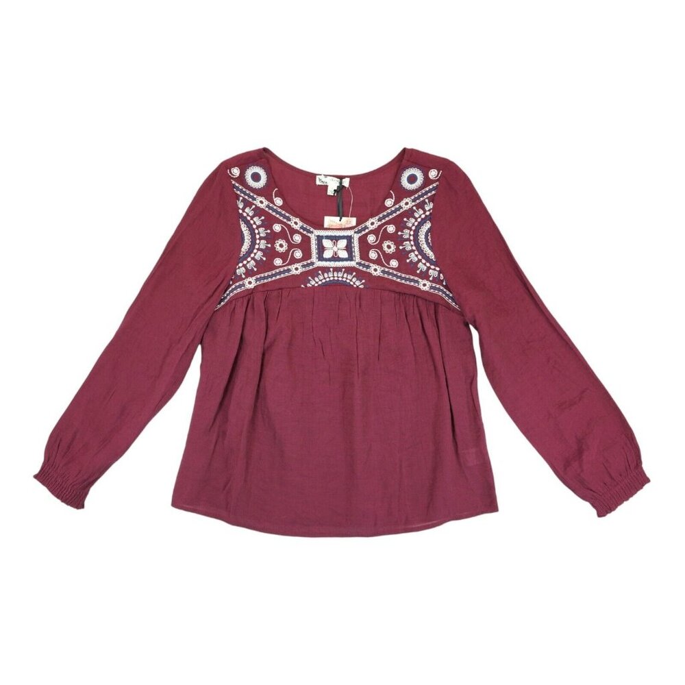 NWT About A Girl Top Womens Small Floral Sheer Lightweight Tunic Blouse Coral